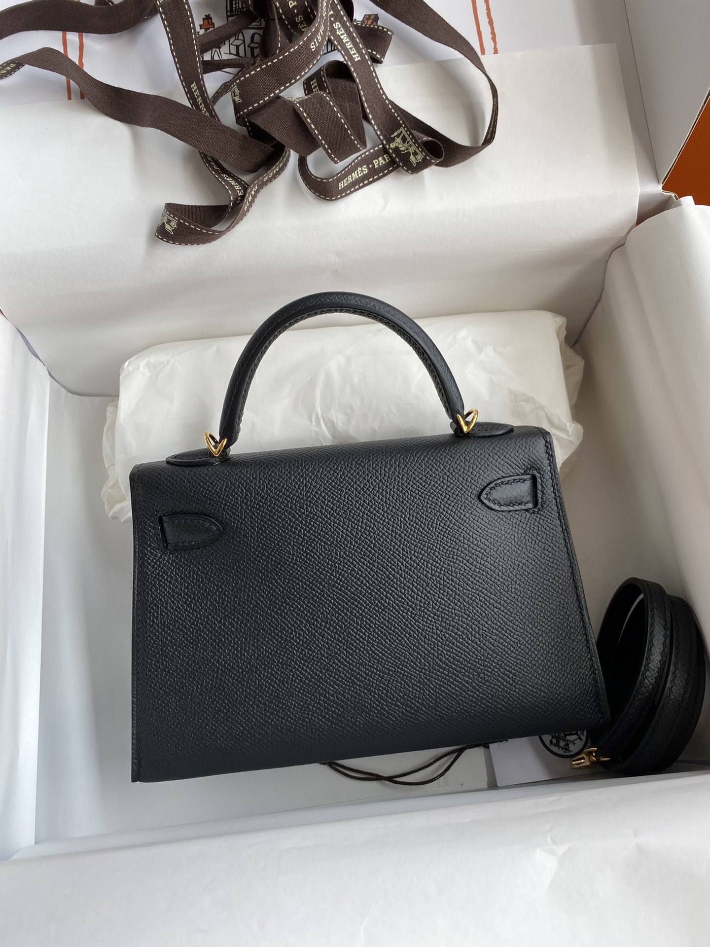 Hermes Kelly Mini II Bag 19CM In Black Epsom Leather